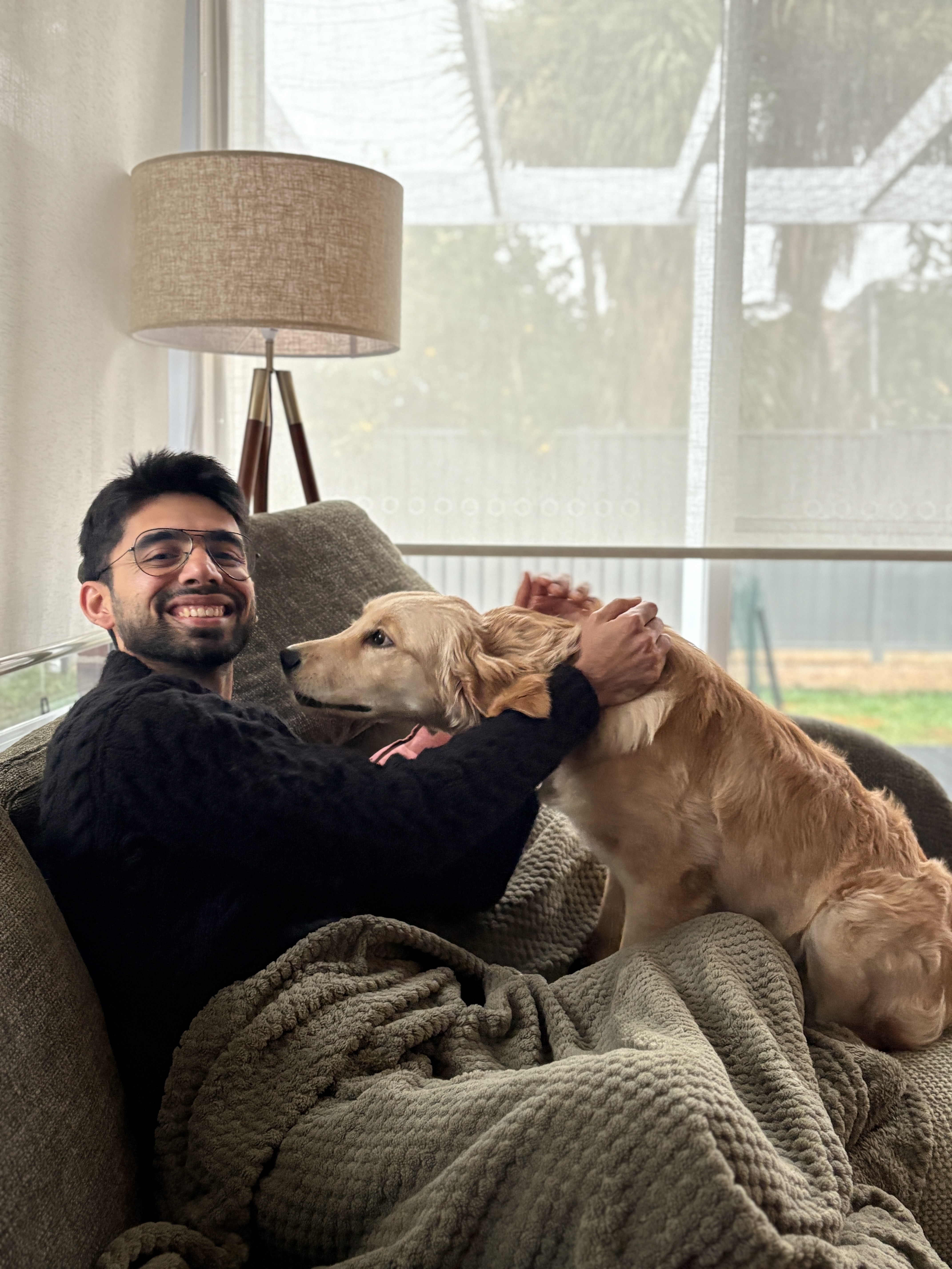Man sitting with dog