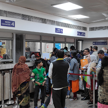 Crowd waiting in hospital