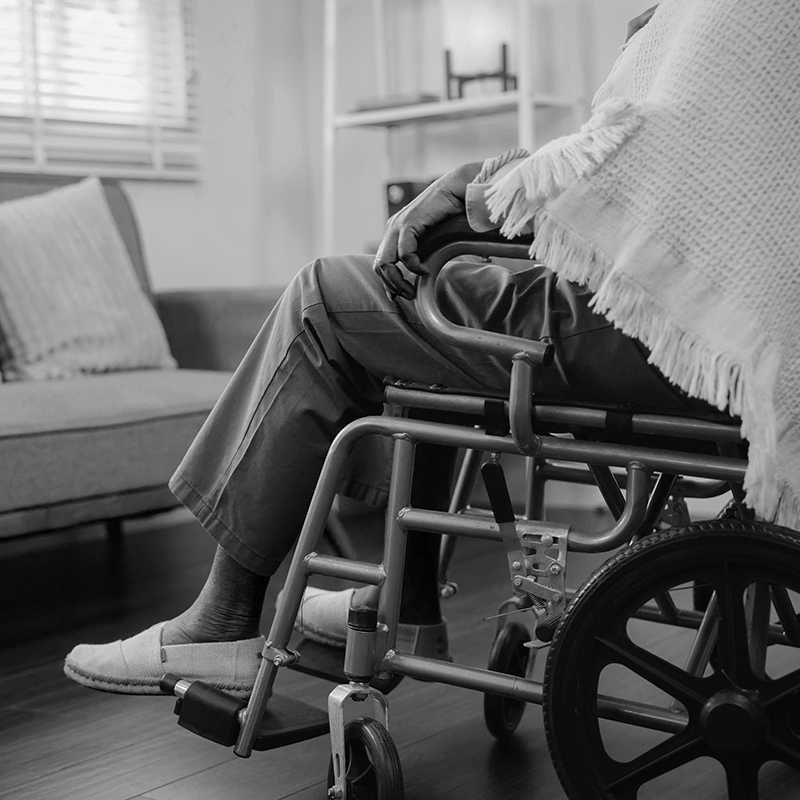 Person sitting on wheelchair